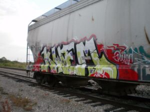 Defaced Railroad Cars